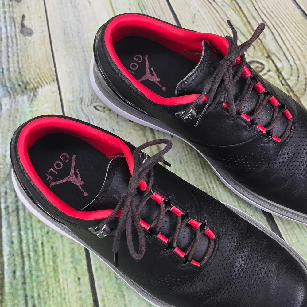 Jordan ADG 4 Golf Shoes Mens 9 Black Red Leather Spikeless DM0103-015 Jumpman